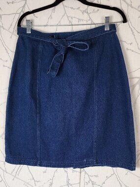 Route 66 VTG Cotton Denim Tie Front Pencil Skirt
